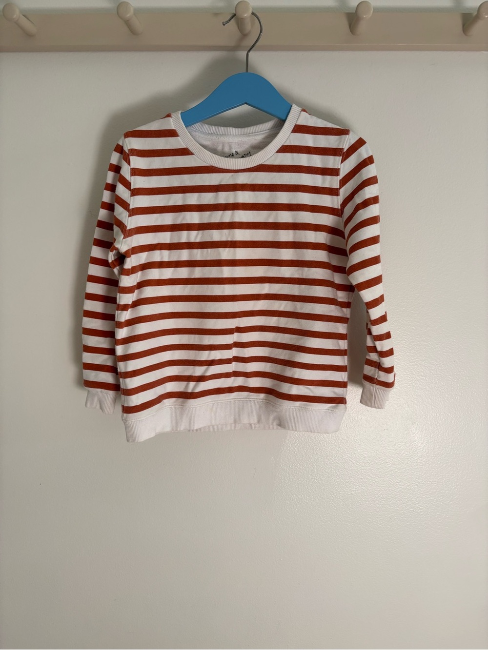 June & January Striped Long-Sleeve Sweatshirt White & Rust